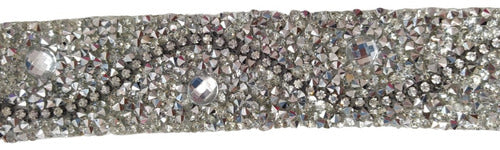 Tira Galon 3cm Strass Gema Aplique Piedra Termoadhesivo 50cm 0