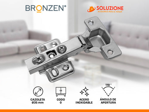 Bronzen 35mm Soft Close Hinge 0 Degree Stainless Steel X 6 Units 5