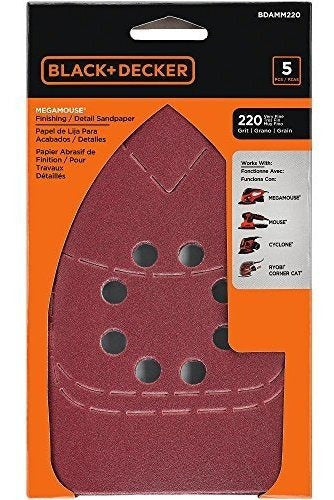 Black+Decker BDAMM220 220G Mega Mouse Sandpaper 5-Pack 0