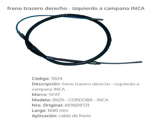 Fremec Cable Freno Trasero VW Polo Seat Ibiza Cordoba 3024 2