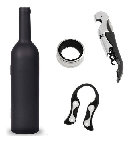 Set De 3 Accesorios Para Vino Con Estuche Botella 0