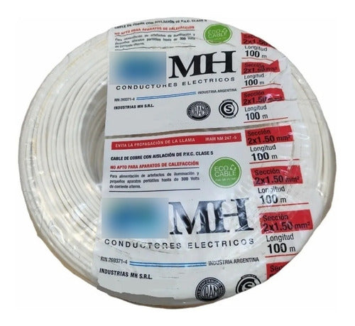 MH White Normalized IRAM 2x2.5 mm Parallel Cable 100 Meters Roll 0
