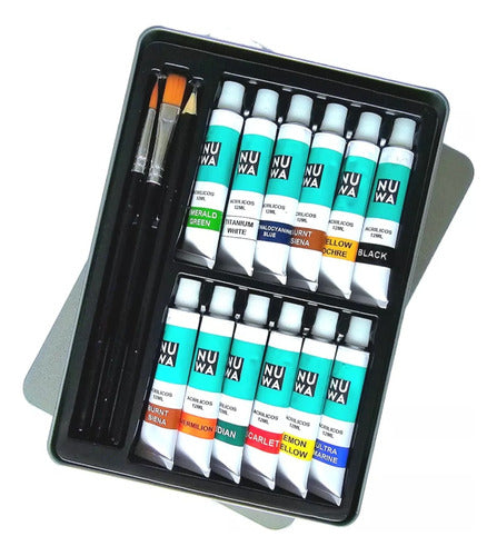 Nuwa Acrylic Paint Set x 12 Units in Tin Can 0