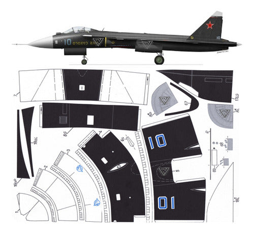 Sukhoi Su-47 (x2) 1:33 Scale - Papercraft (Email Delivery) 0