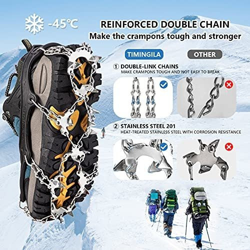 Timingila Crampones de Tracción con Clavos para Botas de Nieve 3