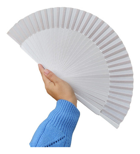 Spanish Wooden Birch Fan Plain Colors 23cm 1