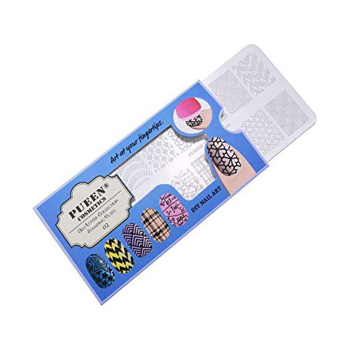 Pueen Nail Art Stamping Plate - Geo Lover 02 - 125x65mm Uniq 0