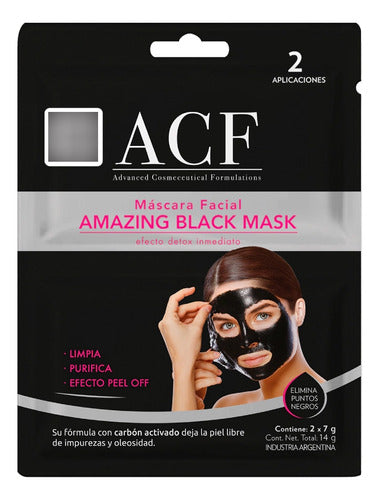 AMAZING BLACK Charcoal Facial Mask 2x7gr - Acf Máscara Facial Amazing Black 2X7Gr