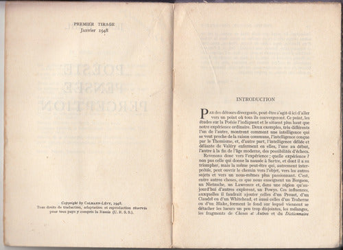 1948 Jean Wahl Poesia Pensee Perception 1a Edicion Frances 2