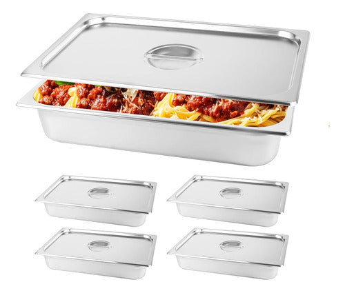 Restlrious Hotel Full Size Stainless Steel Steam Table Pan with Lid 0