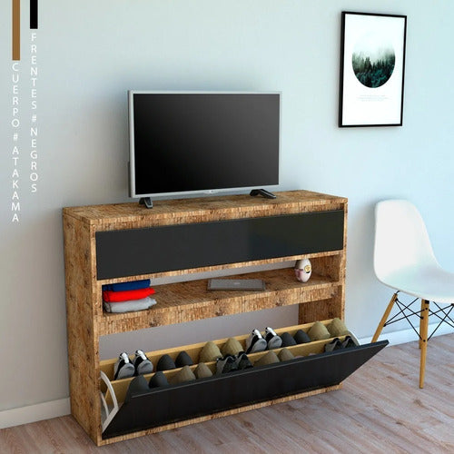 Shoe Cabinet Organizer TV Stand with Doors and Drawers 3