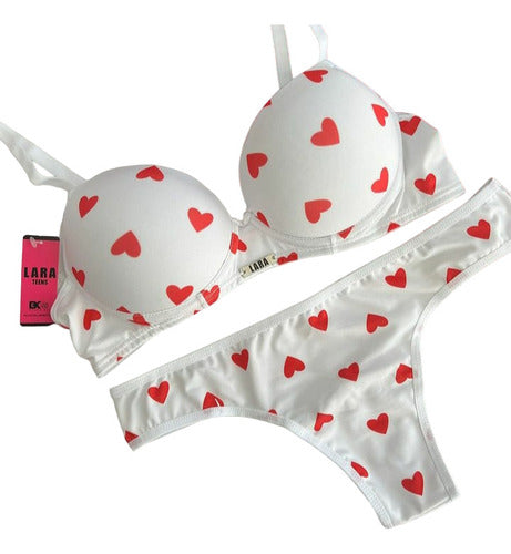 Lara Teens Microfiber Heart Print Set 4400 0