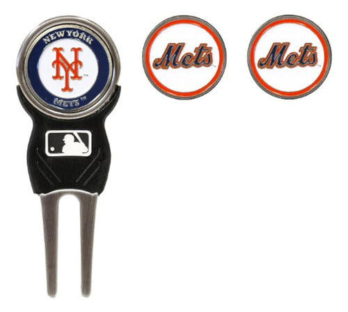 Team Golf MLB New York Mets Divot Tool Pack with 3 Golf Ball Markers 0