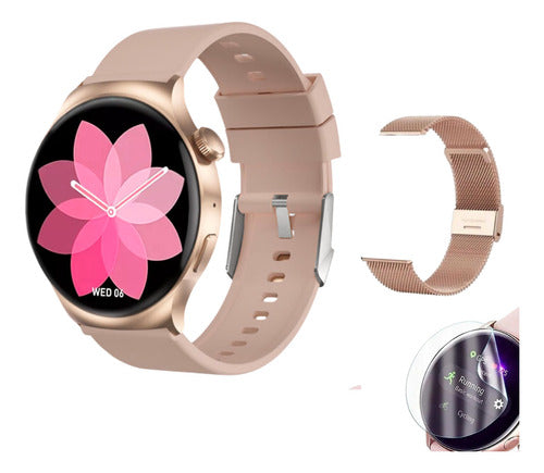 DT NO.1 Smartwatch DT4 Mate Rose Gold Double Band and Protector Film 0