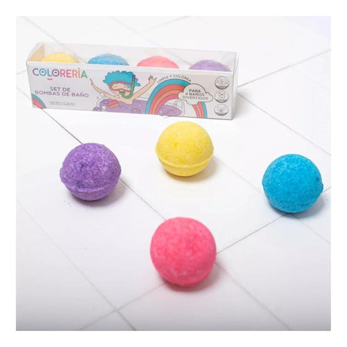 Coloreria Juego Infantil 12 Crayones Para La Bañera + 4 Mini Bombas 1