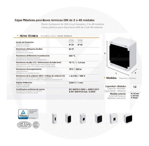 Plastic Junction Box for Circuit Breakers with Cover, 12 Modules Roker 1