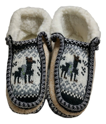 Handwoven Alpaca Wool Slippers for Kids - Salta Hornito Style 4