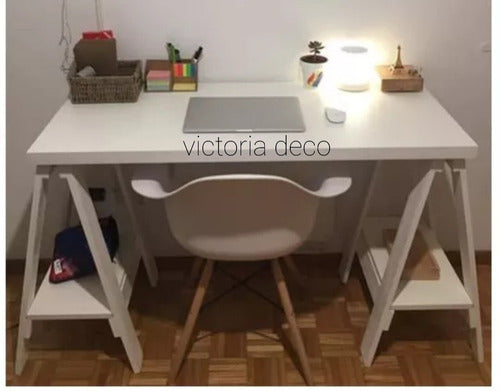 Victoria Deco Desk 120 x 50 with White Stands 4