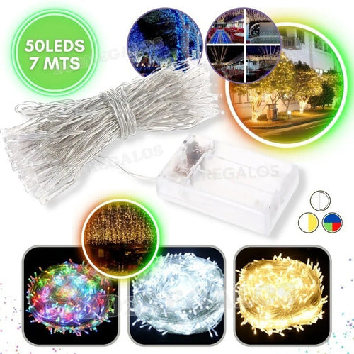 LED Rice String Lights 7m 50 Lights Battery Operated Decorative Garland 6