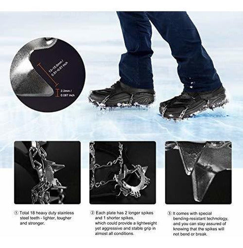 Unigear Crampones Con 18 Clavos Inox. Para Botas De Nieve. Negro/ XL 1