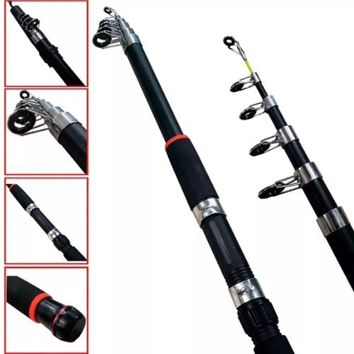 Red Fish Fishing Combo: 2 Reels + 2 Rods 2.10m + 4 Lines 1