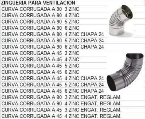 GT Distribuidora Curva Corrugada A 45 6 Zinc 1