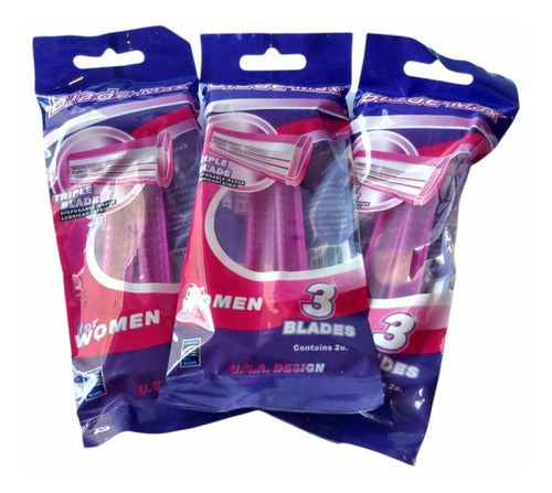 Blade Max Disposable Razors for Women - 3 Blades (Pack of 6) 1