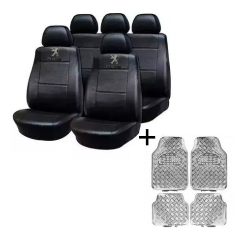 Seat Cover for Peugeot 206, 207 + Silver Tuning Carpet Set 0