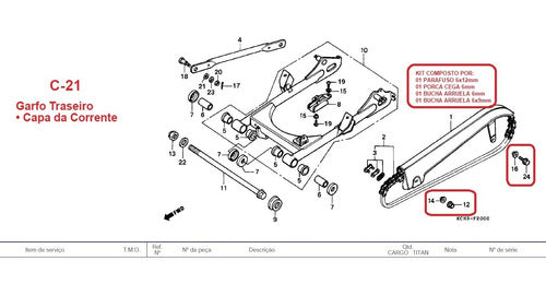 Porca Parafuso, Buchas Da Capa Corrente Cg125 Titan 95 A 99 1