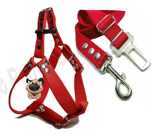 De Perros Con Onda Adjustable Dog Safety Belt Kit + Harness M L 4