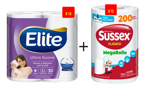 Elite Toilet Paper + Sussex Kitchen Rolls - Packs 1