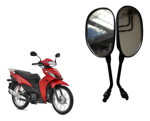 TDM Kit X2 Oval Mirrors Honda New Wave 110S R / L 10mm 0