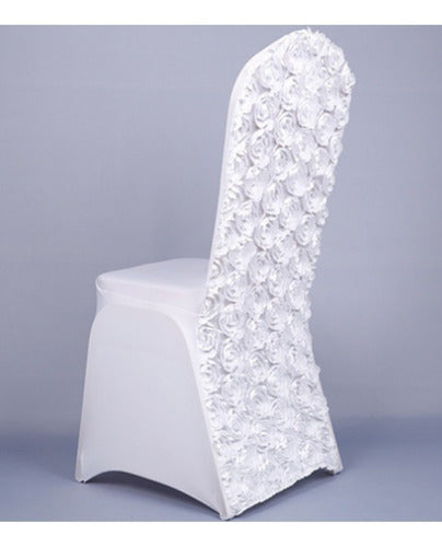 Cubre Silla Rosetones Blanco 95x40cm Deco/evento/cde Mesa 1