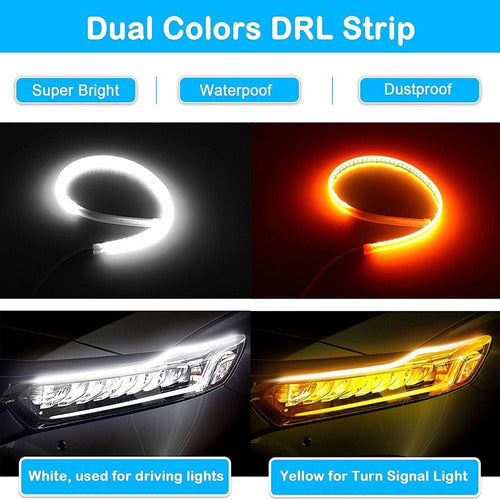 Generic 2 LED Strips 24V 60cm Fixed White Turn Amber Intermittent 6