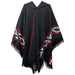 Elios Poncho Incaico Negro Con Guarda Blanca Y Línea Roja 0