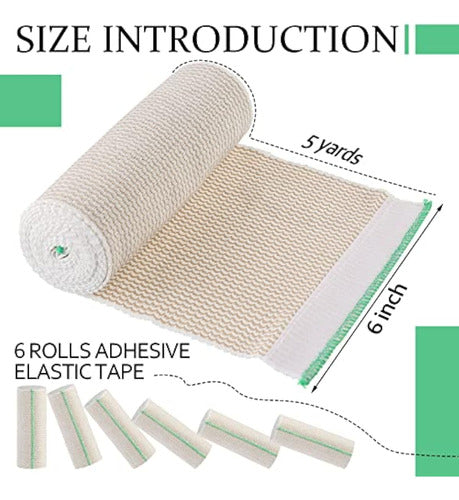 Pack of 6 Elastic 6-Inch Compression Bandages with Hook and Loop Closures 1