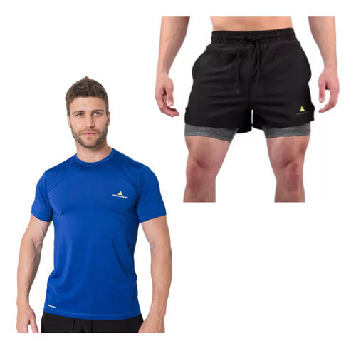 Urban Luxury Men's Rehodry Blue T-Shirt + Shorts with Leggings 0