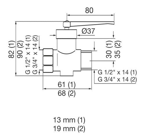 Llave De Gas Sin Campana Aprobada Mh Fv 1/2  0810.01 13 C 1