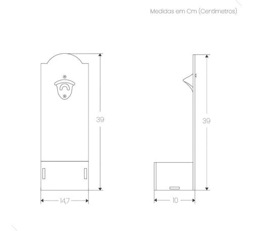 Abridor De Garrafa Decorativo Parede Com Porta Tampinhas 3