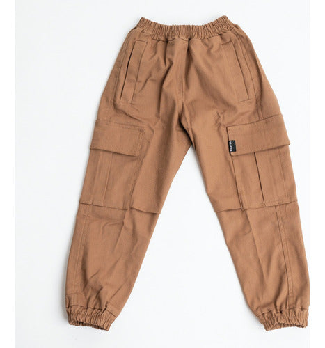 Vraptor Brown Cargo Jogger Pants for Kids 0