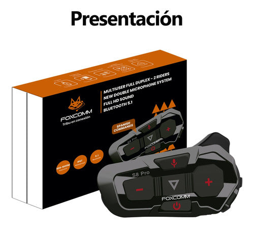 Intercomunicador Bluetooth Para Casco Moto Fox S8 Pro 7