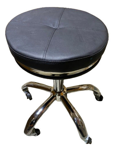 Generic Adjustable Chromed Stool with Wheels for Musicians and Consultations 0