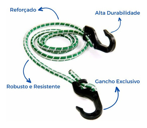 03 Cordas Elásticas Grossas Ganchos De Plástico 1,0 Metro 1