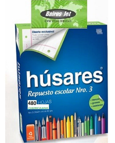 Húsares 8 Pack Nº 3 School Replacement Notebooks 6236 Grid Paper 0