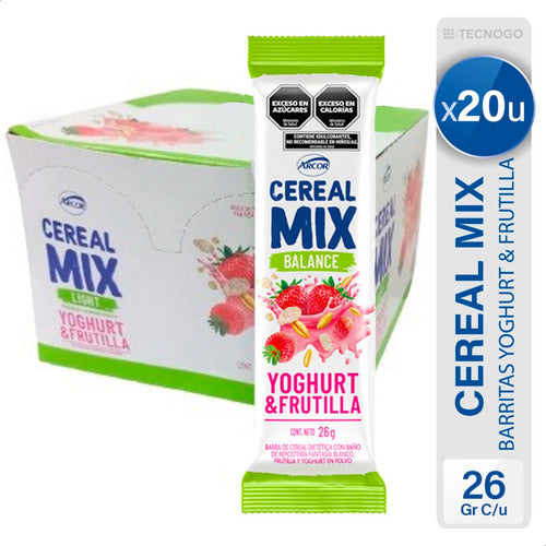 Arcor Cereal Mix Light Yogurt & Strawberry Cereal Bars 20 Units 0
