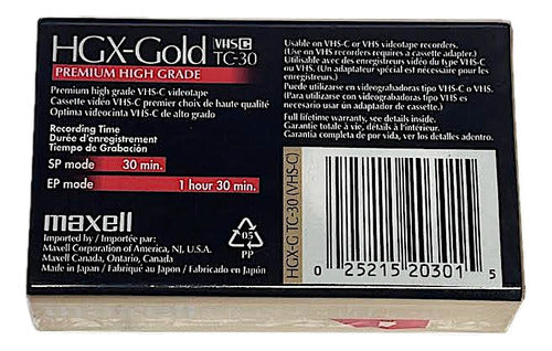 Cinta Vhs-c  Tc-30 Maxell Hgx-gold Nueva Cerrada 2