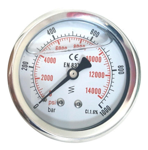 JMG Manometer Ø 63mm Glycerin ¼ NPT 0-1000 Back Connection 0