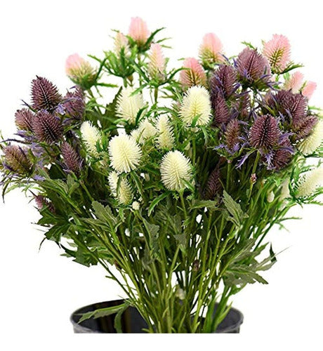 FiveSeasonStuff Realistic Size Artificial Thistle Flowers 0