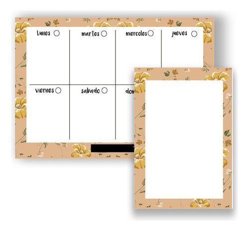 Mancha Del Pincel Weekly Planner A4 Paper + Flower Notepad 0