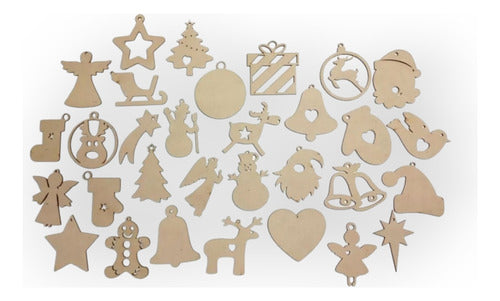 Adornos Colgantes Esferas Navidad Mdf Pack 50 Unidades 0